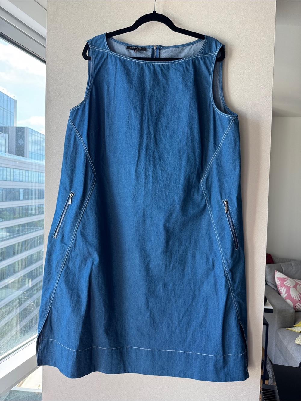 Lafayette 148 New York Blue Sleeveless Shift Dress